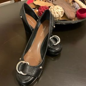 Nine West block heel buckle pumps w/ buckles